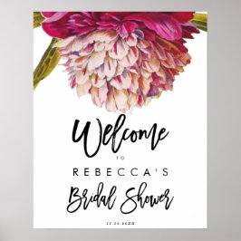 Poster sinal de boas-vindas de chá de noiva floral rústic