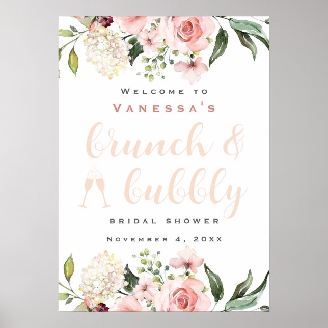 Poster Sinal de Boas-Vindas de Chás de Noiva com Brunch e (Frente)