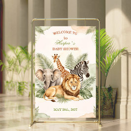 Poster Sinal de Boas-Vindas de Chuveiro de Bebê Safari em
