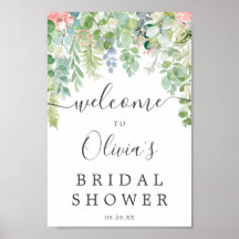 Sinal de Boas-Vindas de Chuveiro de Noiva com Verd