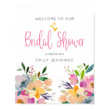 Sinal de Boas-Vindas de Chuveiro de Noiva Floral A