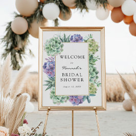 Poster Sinal de Boas-Vindas de Chuveiro de Noiva Suculent