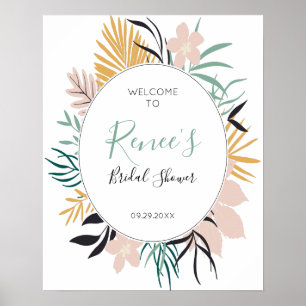 Poster Sinal de Boas-Vindas de Chuveiro de Noiva Tropical