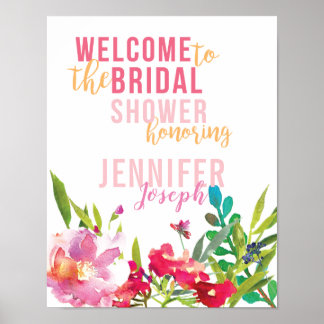 Poster Sinal de Boas-Vindas de Chuveiro Floral Brilhante