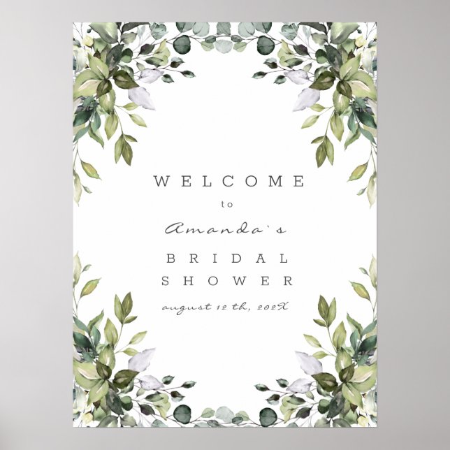 Poster Sinal de Boas-Vindas de Chuveiro Nupcial Floral Ve (Frente)