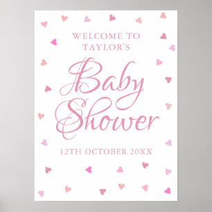 Poster Sinal de Boas-Vindas de Coração de Amor Rosa para 