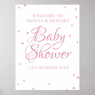 Poster Sinal de Boas-Vindas de Coração de Amor Rosa para 