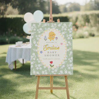 Poster Sinal de Boas-Vindas de Festa de Bebê de Frango Fo
