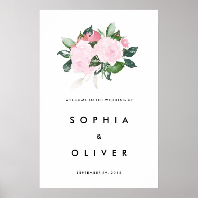 Poster Sinal de Boas-Vindas de Grande Casamento Romântico (Frente)