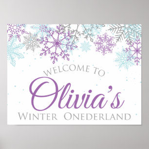 Poster Sinal de Boas-Vindas de inverno Onederland Birthda