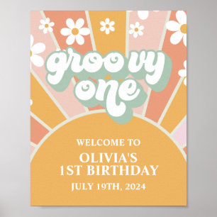Poster Sinal de Boas-Vindas de Primeiro Aniversário Groov