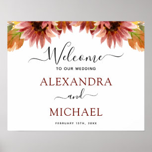 Poster Sinal de Boas-vindas de Sunflower Burgundy Country