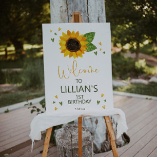 Poster Sinal de boas-vindas de Sunflower ou Birday