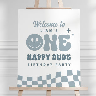 Poster Sinal de boas-vindas de um homem feliz Festa de an