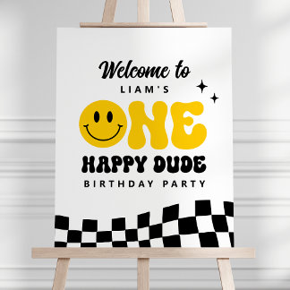 Poster Sinal de boas-vindas de um homem feliz Festa de an