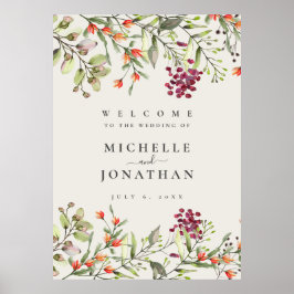 Poster Sinal de Boas-vindas de Wildflower Meadow Ecru