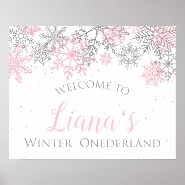 Poster Sinal de boas-vindas de Winter Onederland (Frente)