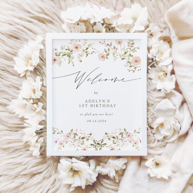 Poster Sinal de Boas-Vindas do 1º Aniversário do Rosa (Criador carregado)