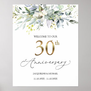 Poster Sinal de Boas-vindas do 30 de Casamento Eucalyptus