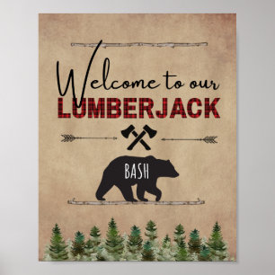 Poster Sinal de Boas-vindas do Aniversário do Lumberjack