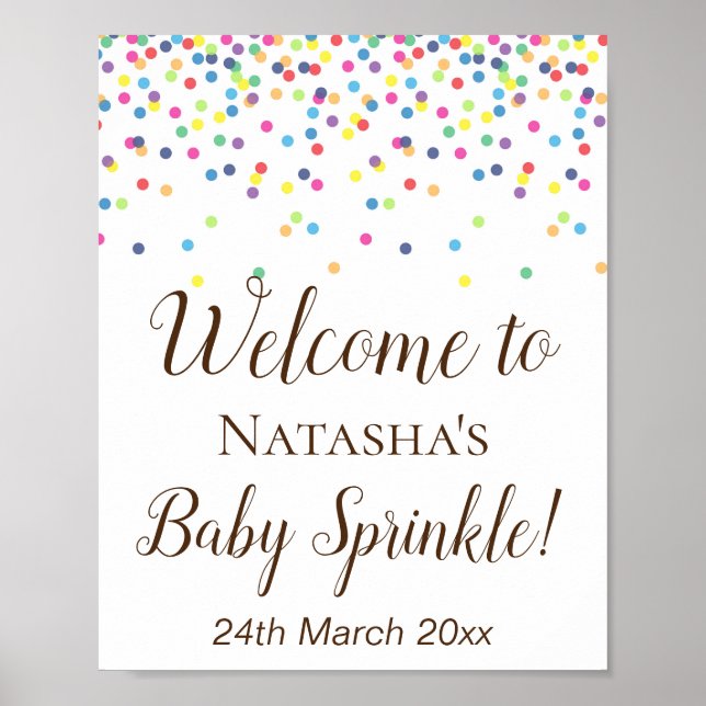 Poster Sinal de boas-vindas do Baby Sprinkle personalizad (Frente)