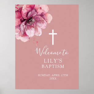 Poster Sinal de boas-vindas do Batismo Floral com Cor de 