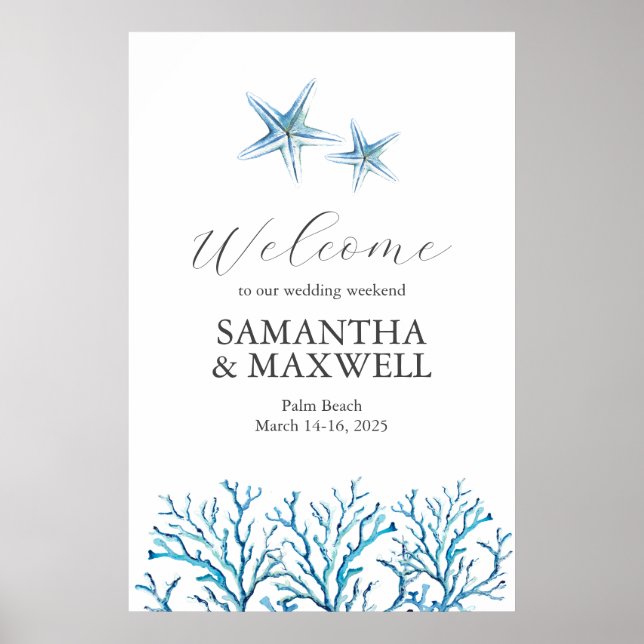 Poster Sinal de boas-vindas do Beach Wedding Weekend (Frente)