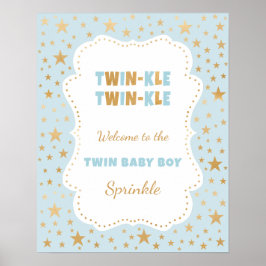 Poster Sinal de boas-vindas do bebê Twinkle Twin