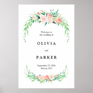 Pôster Sinal de boas-vindas do Buquê Delicado