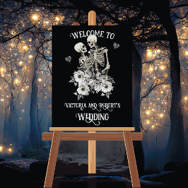 Poster Sinal de Boas-vindas do Casal Skeleton Wedding