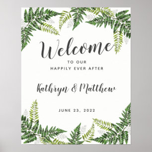 Poster Sinal de boas-vindas do Casamento Botânico Tropica