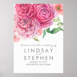 Poster Sinal de Boas-vindas do Casamento Chic das Flores