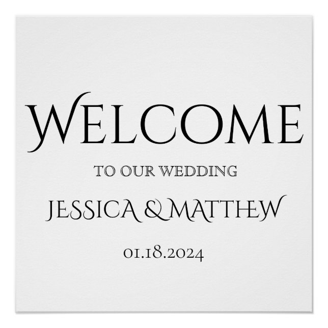 Pôster Sinal de boas-vindas do casamento clássico (Frente)