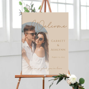 Poster Sinal de boas-vindas do casamento com fotos modern