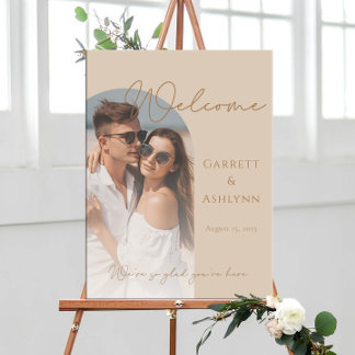 Poster Sinal de boas-vindas do casamento com fotos modern