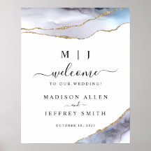 Sinal de Boas-vindas do Casamento da Agata Azul Do