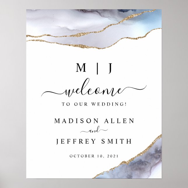 Poster Sinal de Boas-vindas do Casamento da Agata Azul Do (Frente)