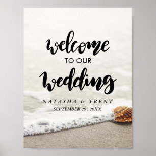 Poster Sinal de Boas-vindas do Casamento da Praia