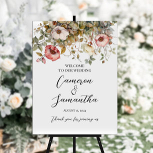 Poster Sinal de boas-vindas do casamento das flores Elega