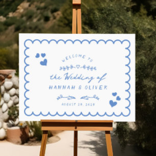 Poster Sinal de Boas-vindas do Casamento de Doodle Ilustr