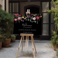 Sinal de Boas-vindas do Casamento de Flor Selvagem