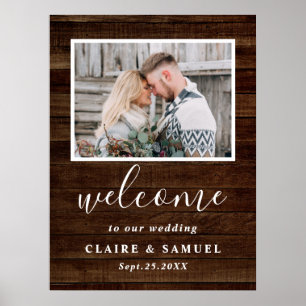 Poster Sinal de Boas-vindas do Casamento de Foto Rustic F