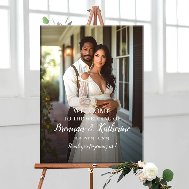 Poster Sinal de boas-vindas do casamento de fotos elegant (Criador carregado)