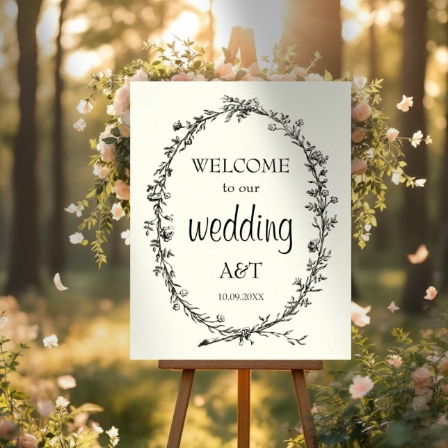 Poster Sinal de boas-vindas do casamento de marfim do Chi (Criador carregado)