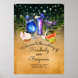 Poster Sinal de Boas-vindas do Casamento de Praia