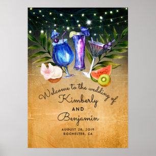 Poster Sinal de Boas-vindas do Casamento de Praia