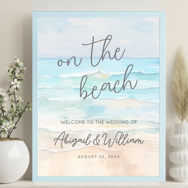 Poster Sinal De Boas-Vindas Do Casamento De Praia (Summer On The Beach Wedding Welcome Sign)