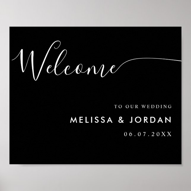 Poster Sinal de boas-vindas do casamento de script simple (Frente)