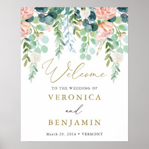 Poster Sinal de Boas-vindas do Casamento do Jardim Blush