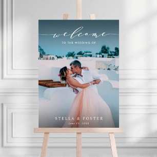 Poster Sinal de Boas-vindas do Casamento do Script Branco